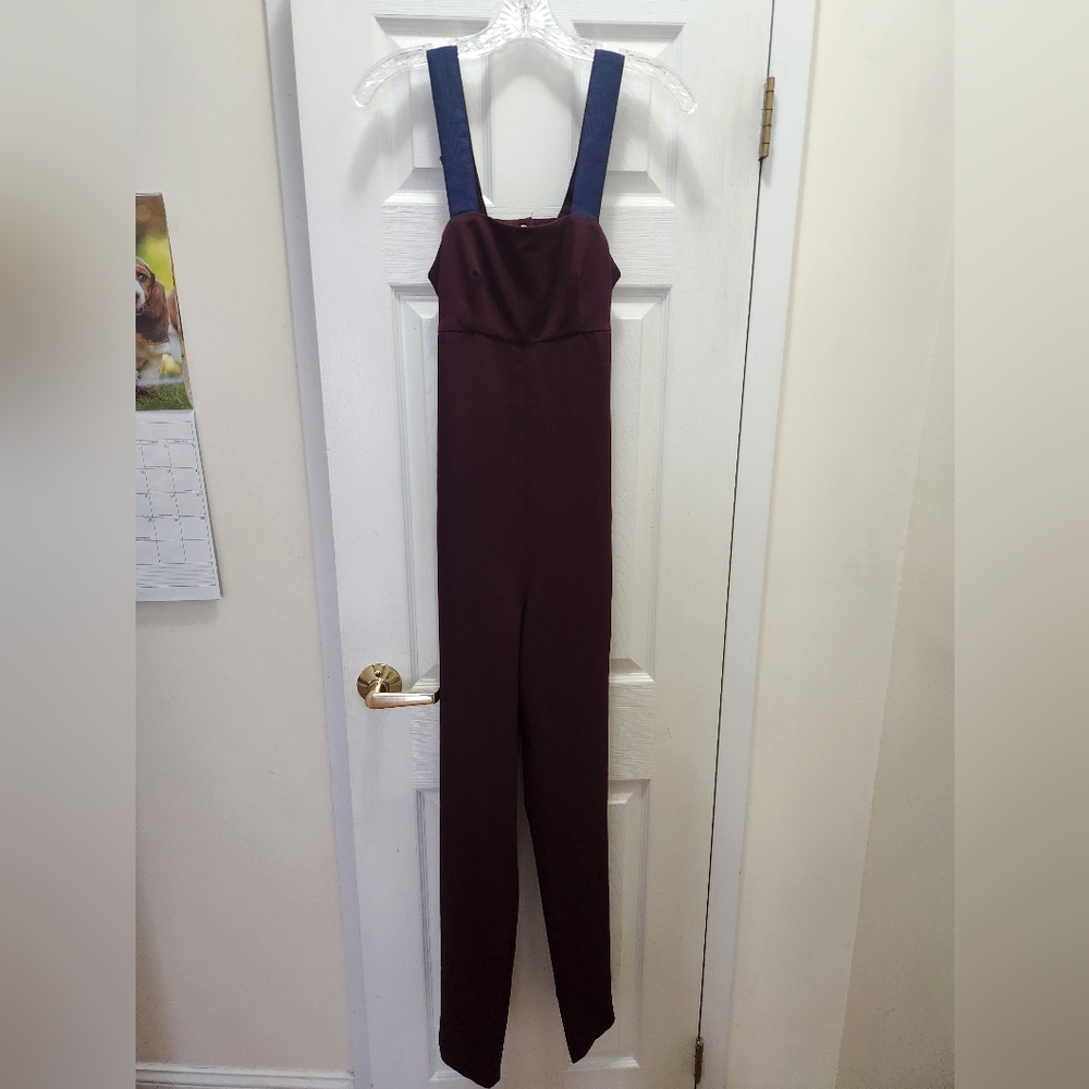 Topshop Red and Blue Jumpsuit with Adjustable Straps